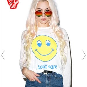 Wildfox I Don’t Care Smiley Baseball Tee